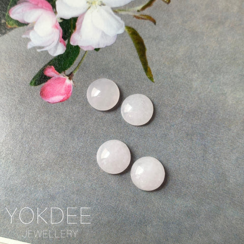 A-Grade Natural Pink Jadeite Round Cabochon Pair No. 130303
