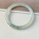 54.3mm A-Grade Natural Floral Jadeite Traditional Round Bangle No. 152136