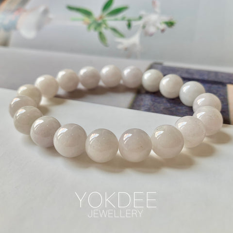 10.3mm A-Grade Natural Lavender Yellow Jadeite Beaded Bracelet No. 190530