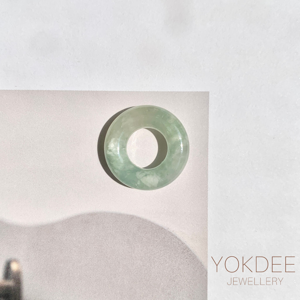 A-Grade Natural Bluish Floral Jadeite Bagel Piece No. 172668