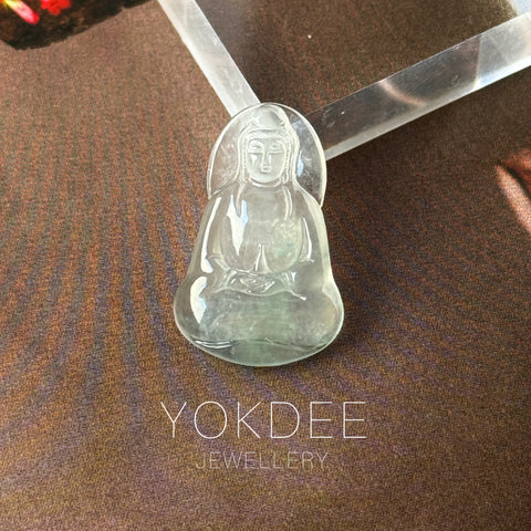 Highly Icy A-Grade Natural Jadeite Goddess of Mercy Pendant No. 172732