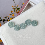 Icy A-Grade Steel Blue Jadeite Frangipani Flowers No. 130529