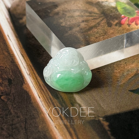 A-Grade Natural Moss On Snow Jadeite Buddha Pendant No.172913