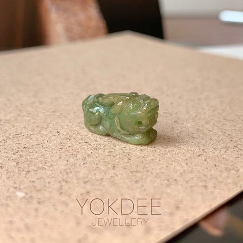 A-Grade Dark Yellowish Green Jadeite Pixiu Pendant No. 172968