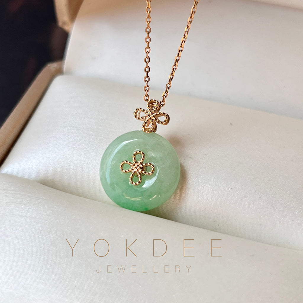 A-Grade Jadeite M.Petals Lilac Flower Donut Pendant No.172082