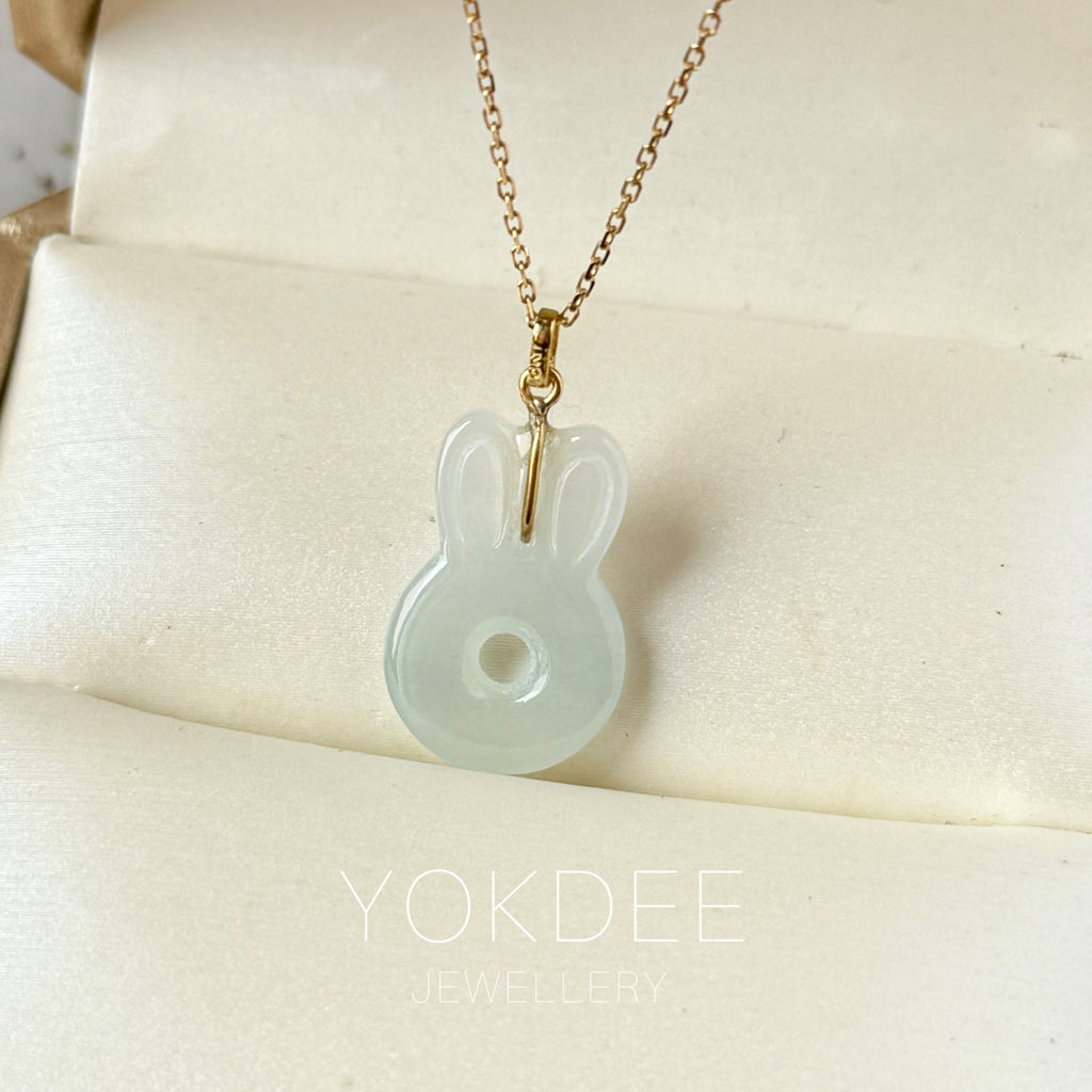 A-Grade Light Green Jadeite Bunny Pendant No. 172846