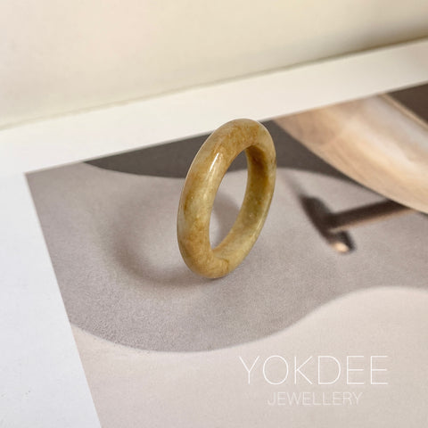 17.6mm A-Grade Light Greenish Brown Jadeite Ring Band No. 161836