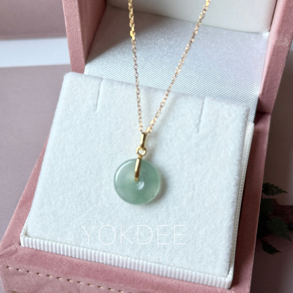 Icy A-Grade Natural Steel Blue Jadeite Donut Pendant No.172980