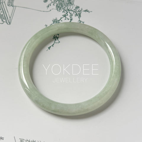56.6mm A-Grade Natural Sage Green Jadeite Traditional Round Bangle No. 152175
