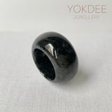 16.4mm A-Grade Natural Black Jadeite Ring Band No. 161347