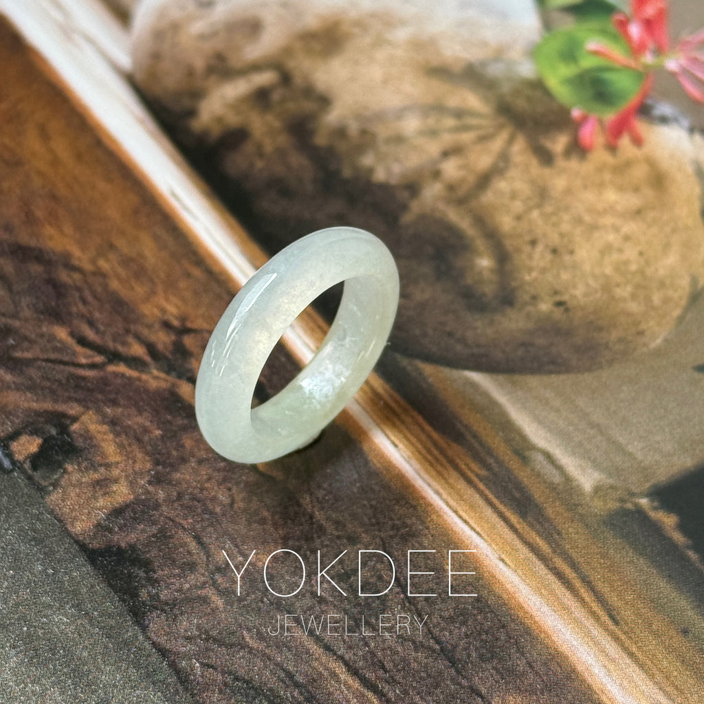 14mm A-Grade Light Yellowish Green Jadeite Ring Band No. 162594