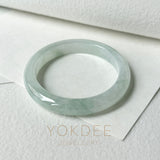 54.5mm A-Grade Natural Light Green Jadeite Modern Round Bangle No.152094