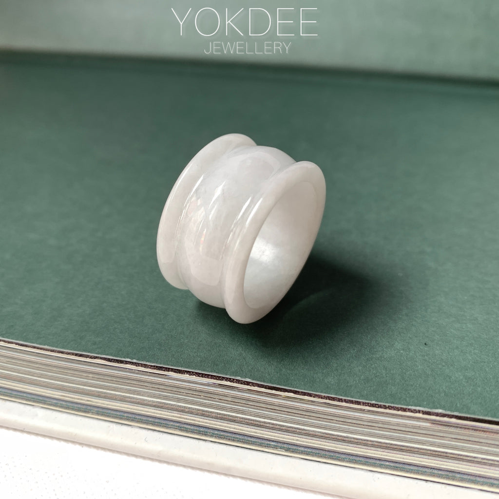 20.3mm A-Grade Natural Lilac Jadeite Archer Ring Band No.161579