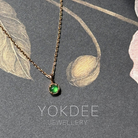 Icy A-Grade Imperial Green Jadeite Petite Dolly Pendant (Rose) No.172642