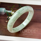 60mm A-Grade Light Green Jadeite Modern Round Bangle No.152154