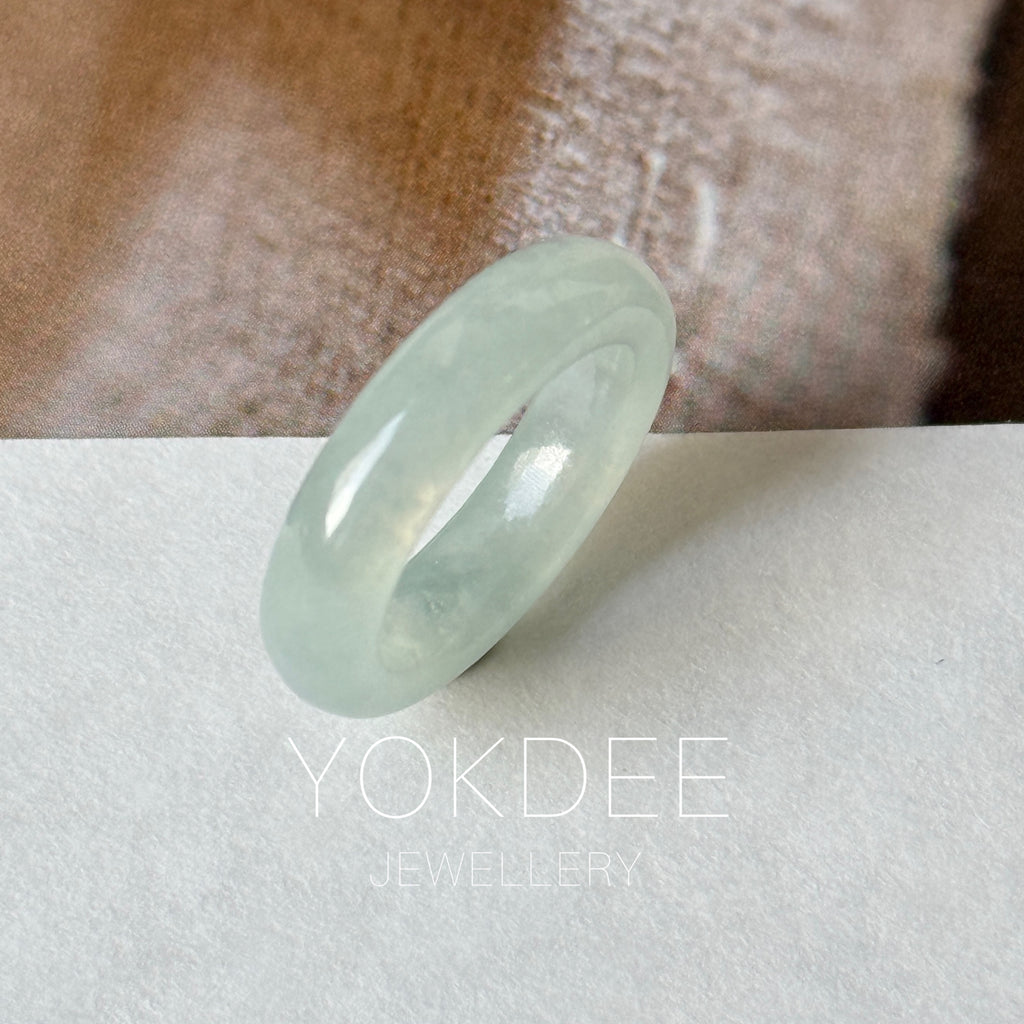 15.1mm Icy A-Grade Natural Light Green Jadeite Ring Band No. 162642