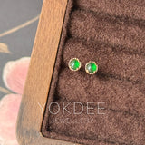 Icy A-Grade Natural Imperial Green Jadeite Petite Dolly Earring (Rose) No.180864