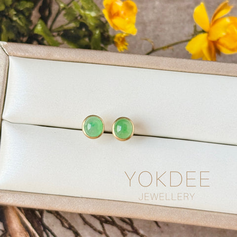 Icy A-Grade Natural Apple Green Jadeite MINI.malist Stud Earrings No. 180921