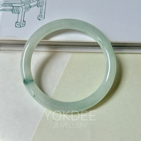 56.4mm A-Grade Natural Floral Jadeite Traditional Round Bangle No. 152185