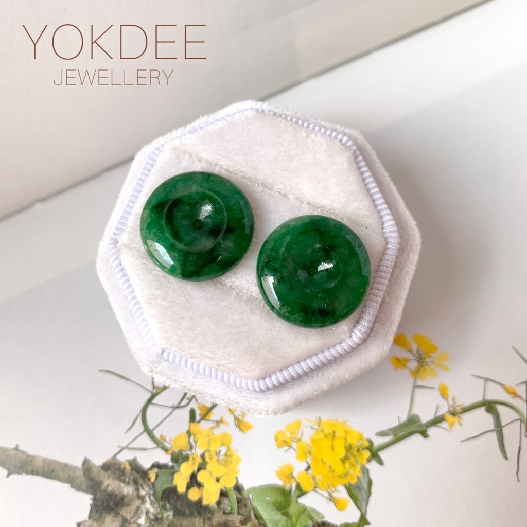 20cts A-Grade Natural Imperial Floral Jadeite Donut Pair No. 180406
