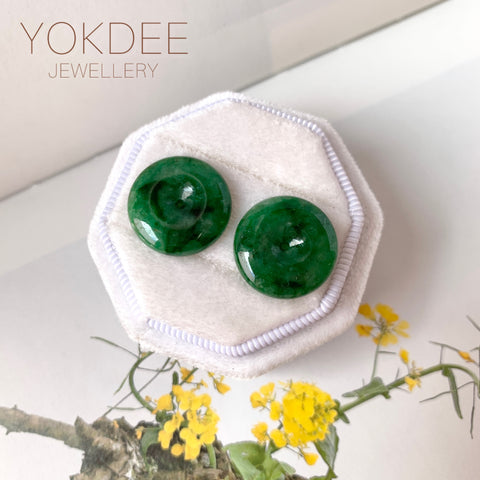 20cts A-Grade Natural Imperial Floral Jadeite Donut Pair No. 180406