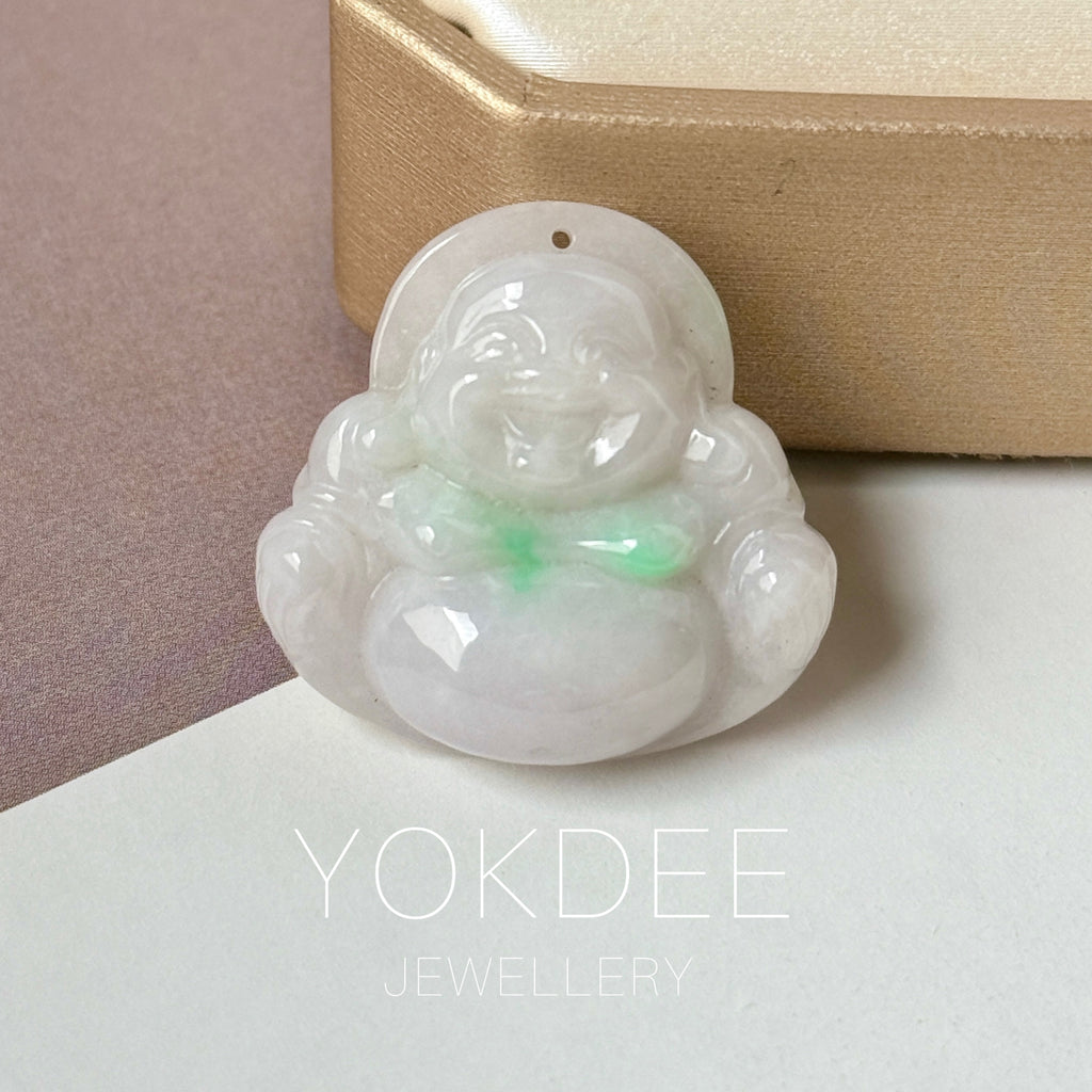 A-Grade Natural Lavender Green Jadeite Buddha Pendant No.170692