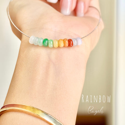 SOLD OUT: A-Grade Natural Rainbow Jadeite Mini Bagel Pieces No.172686
