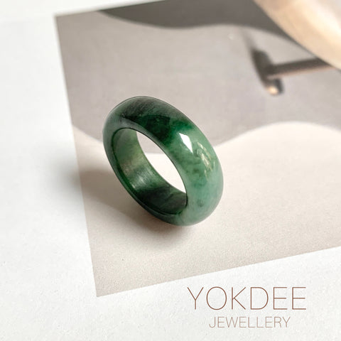 17.1mm A-Grade Natural Floral Imperial Jadeite Abacus Ring Band No.161858