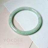 SOLD OUT: 59.1mm A-Grade Natural Moss On Snow Jadeite Traditional Round Bangle No.152067