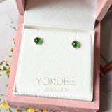 Icy A-Grade Natural Imperial Green Jadeite Petite Dolly Earring (Champagne) No.180949