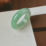 17.4mm A-Grade Natural Moss On Snow Jadeite Ring Band No. 162566