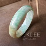 54.6mm A-Grade Natural Green Yellow Jadeite Modern Round Bangle No.151826