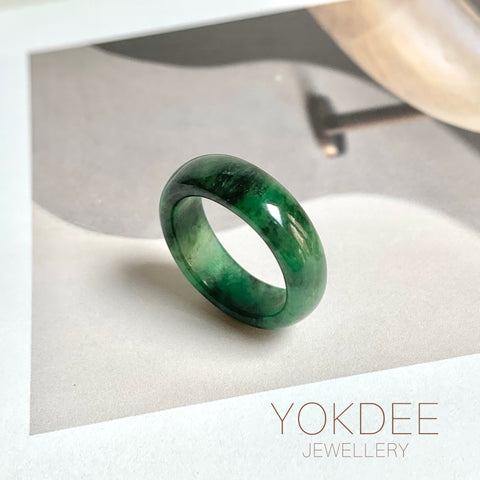 17.1mm A-Grade Natural Floral Imperial Jadeite Abacus Ring Band No.161856