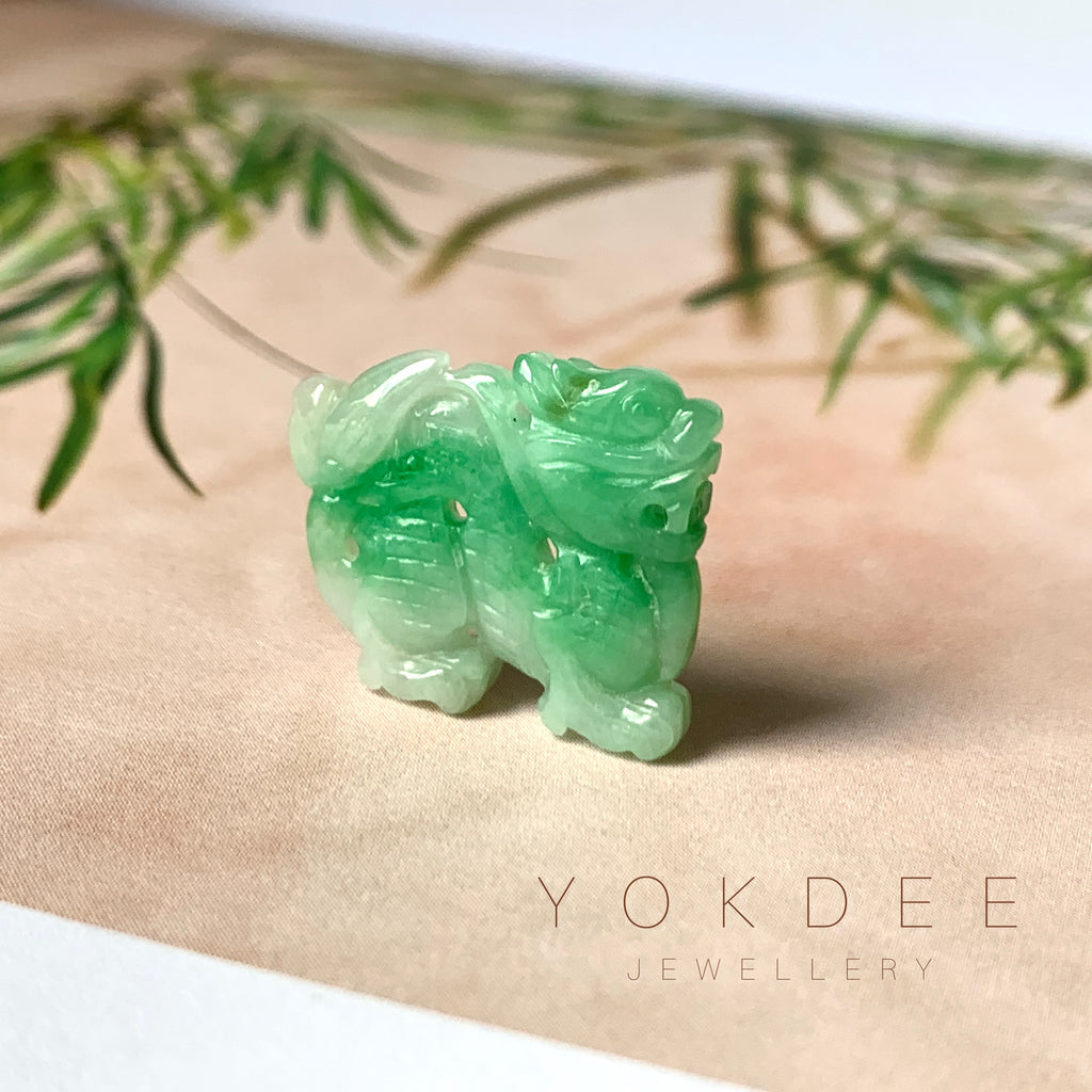 A-Grade Natural Moss On Snow Jadeite Dragon Pendant No.170979