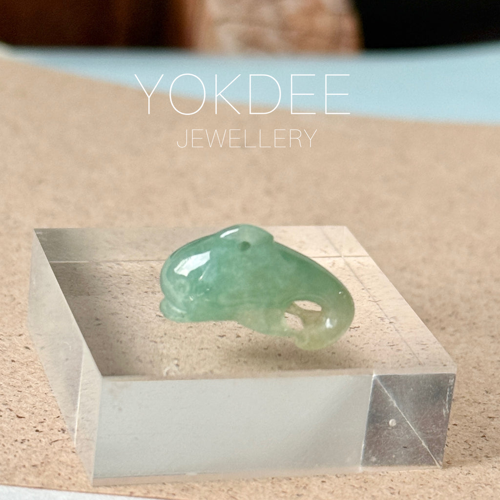 A-Grade Light Bluish Green Jadeite Dolphin Pendant No. 172969