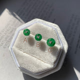Icy A-Grade Natural Imperial Green Jadeite Donut Single Stud Earring No.180804 A/B/C