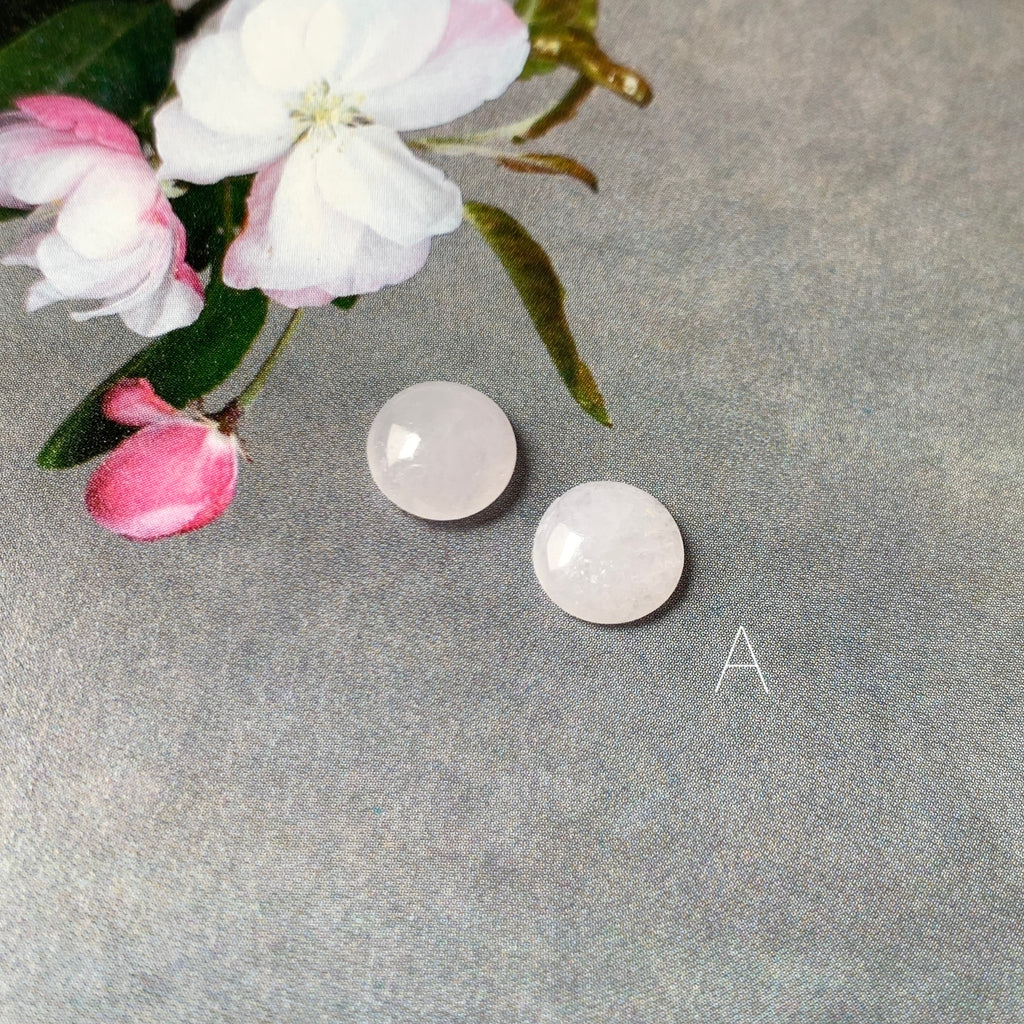 A-Grade Natural Pink Jadeite Round Cabochon Pair No. 130303