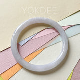 54mm A-Grade Natural Light Lavender Green Jadeite Traditional Round Slim Cut Bangle No. 152212