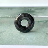 A-Grade Natural Black Jadeite Donut Pendant No.172157