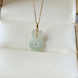 A-Grade Light Yellowish Green Jadeite Bunny Pendant No. 172845