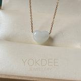 A-Grade Natural White Jadeite Heart Bean Pendant No.172893