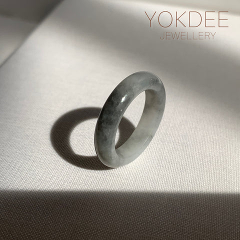 18.9mm A-Grade Natural Grey Jadeite Ring Band No.161727