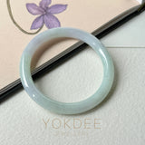 52.6mm A-Grade Natural Light Lavender Green Jadeite Traditional Round Bangle No.152098