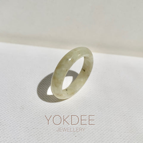 17mm A-Grade Natural Light Yellow Jadeite Ring Band No: 161905