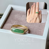 17.3mm A-Grade Natural Imperial Green Jadeite Saddle Loaf Ring No.162657
