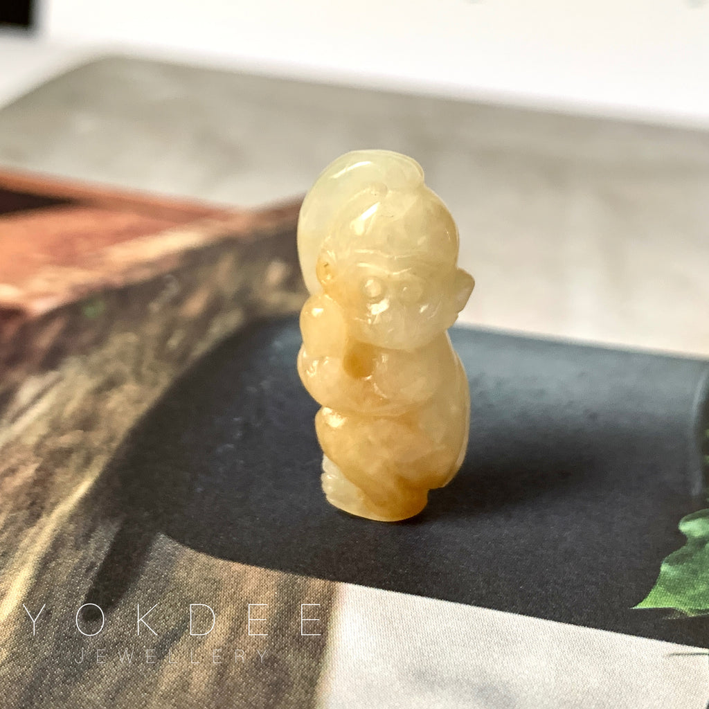 A-Grade Natural Yellow Jadeite Monkey Pendant No.171423