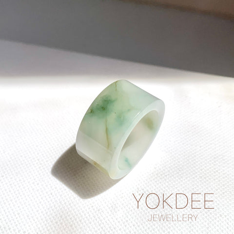 17.1mm A-Grade Natural Tri-Colour Jadeite Archer Ring Band No. 161912