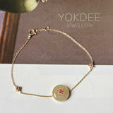 Icy A-Grade Natural Yellow Jadeite Donut Peranakan Tile Bracelet No.190502