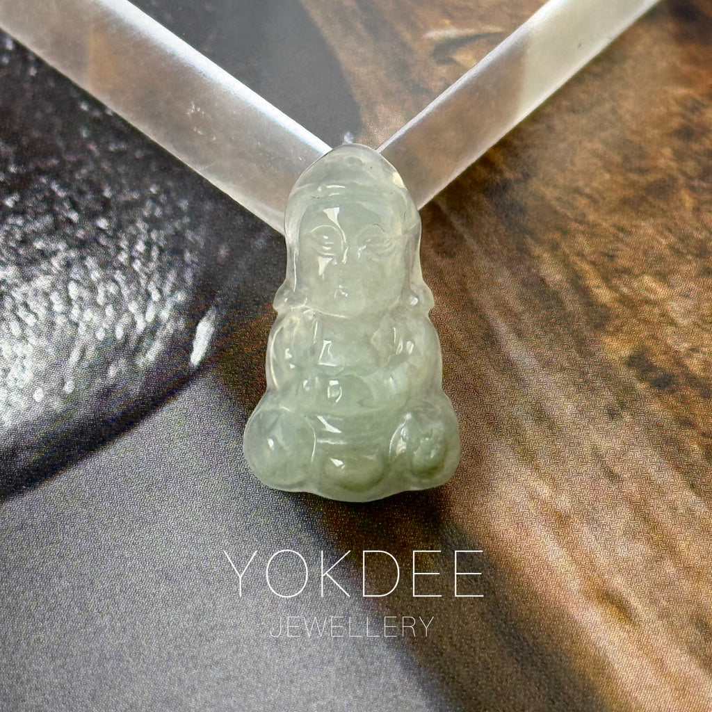 A-Grade Natural Light Green Jadeite Baby Buddha Pendant No.172742