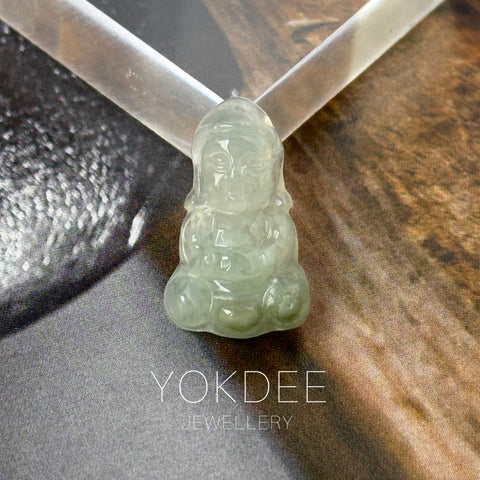 A-Grade Natural Light Green Jadeite Baby Buddha Pendant No.172742